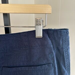 Lucky Brand Blue Chino Flat Front Spring Linen Blend Beach Shorts Mens 34x8.5